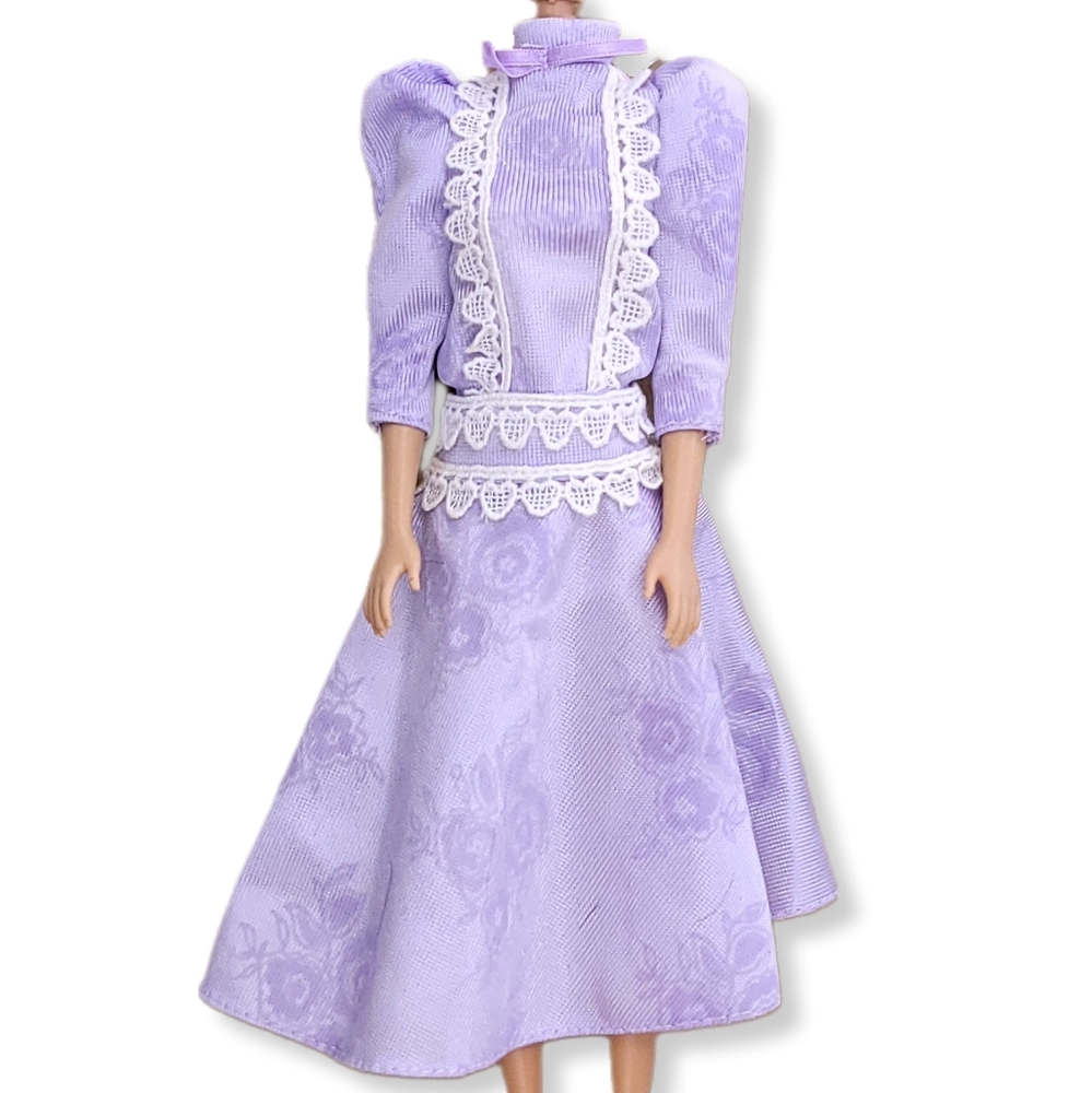 Barbie 1986 Happy Famiy Grandma/Mother Dress Purple Floral Heart Trim Mattel Vtg